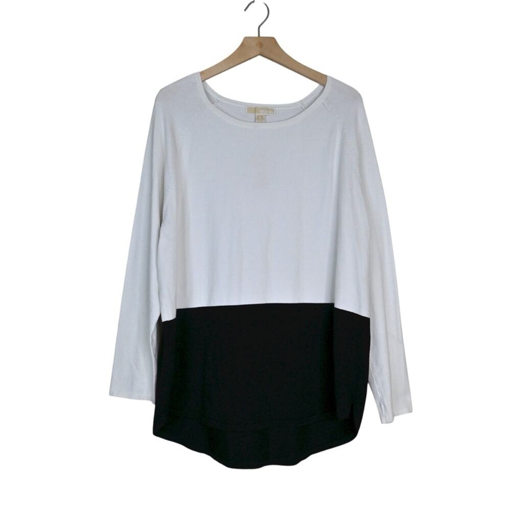 Michael Michael Kors Womens XL Black White Collar Block Sweater NEW